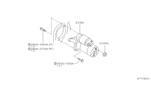 2005 Nissan Sentra Motor Assy-Starter Diagram for 23300-8U30A