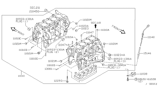 2001 Nissan Sentra Cylinder Block & Oil Pan Diagram 5