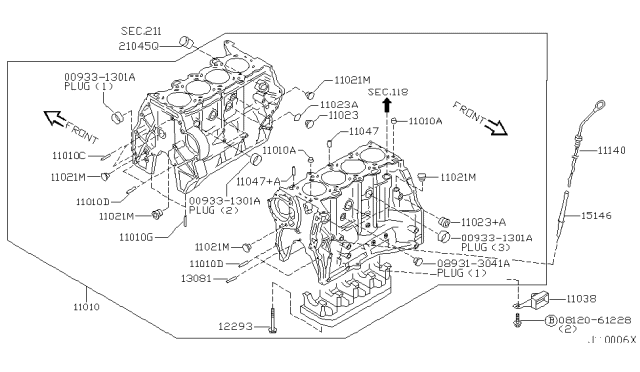 2002 Nissan Sentra Baffle Plate Diagram for 11038-4Z001