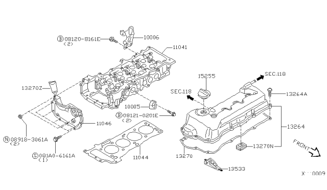 2002 Nissan Sentra Rocker Cover Gasket Diagram for 13271-4M500