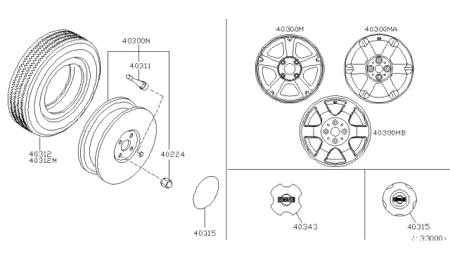 2005 Nissan Sentra Disc Wheel Cap Diagram for 40315-4Z800