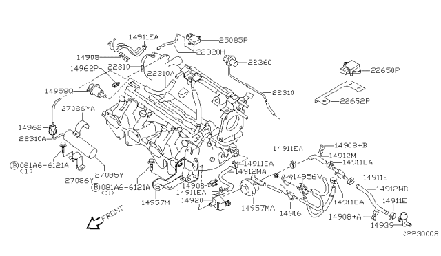 2003 Nissan Sentra Hose-EVAP Control Diagram for 14912-8U701