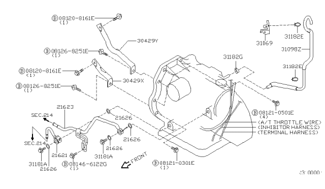 2000 Nissan Sentra Auto Transmission,Transaxle & Fitting Diagram 3