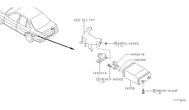 2001 Nissan Sentra CANISTER Assembly E Diagram for 14950-0M218