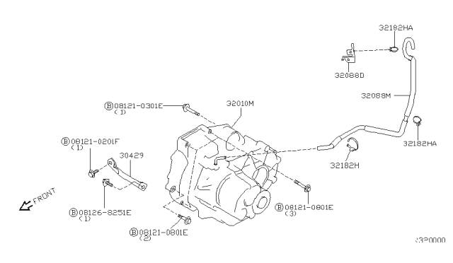 2005 Nissan Sentra Manual Transmission, Transaxle & Fitting Diagram 1