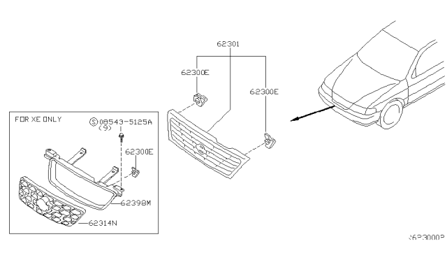 2000 Nissan Sentra Front Grille Diagram