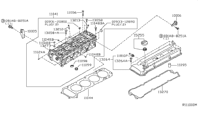 2001 Nissan Sentra Head Assy-Cylinder Diagram for 11040-4Z010