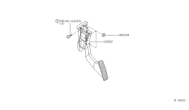 2004 Nissan Sentra Lever Complete - Accelerator, W/DRUM Diagram for 18002-6Z700