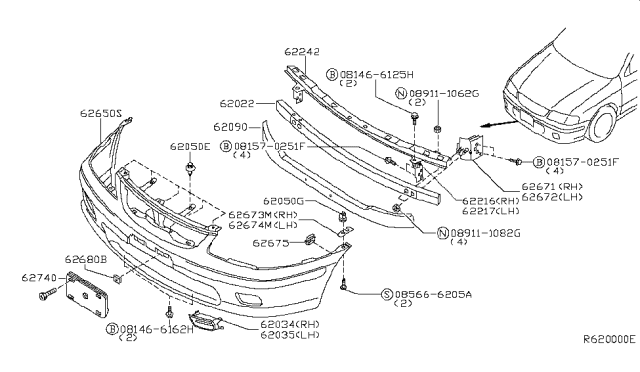 2002 Nissan Sentra Front Bumper Diagram 1