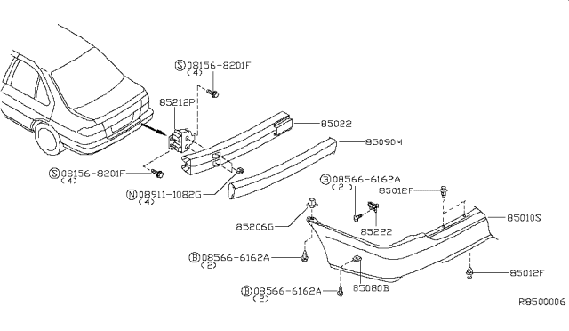 2004 Nissan Sentra Rear Bumper Diagram 2