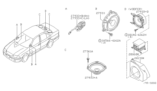 2004 Nissan Sentra Amp Assembly-Speaker Diagram for 28060-4Z600