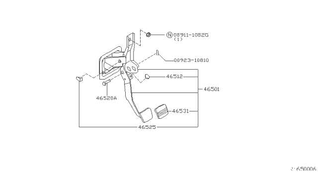 2006 Nissan Sentra Brake & Clutch Pedal Diagram 1