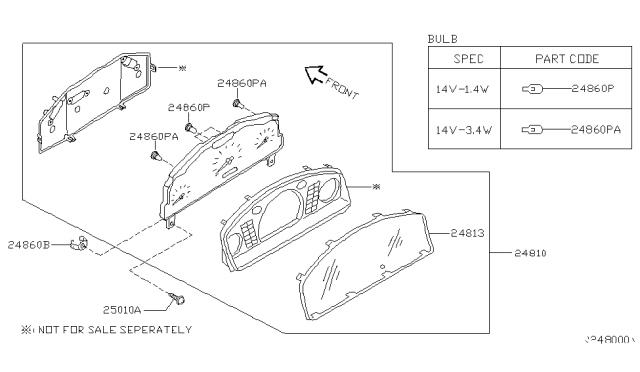 2002 Nissan Sentra Instrument Speedometer Cluster Diagram for 24810-4Z905