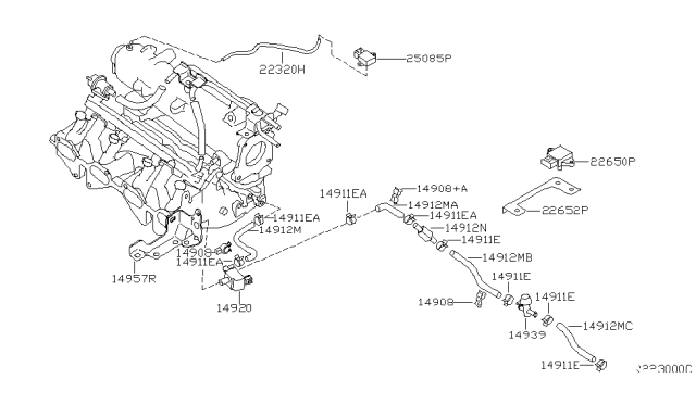 2000 Nissan Sentra Bracket SOLENOID Valve Diagram for 14957-5M020