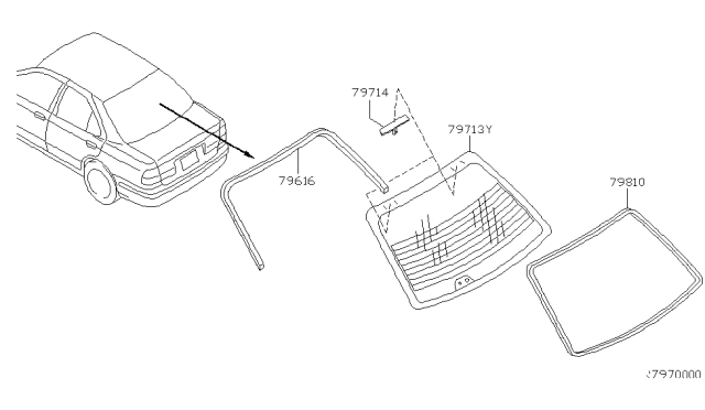 2000 Nissan Sentra Glass-Rear Window Diagram for 79712-4Z000