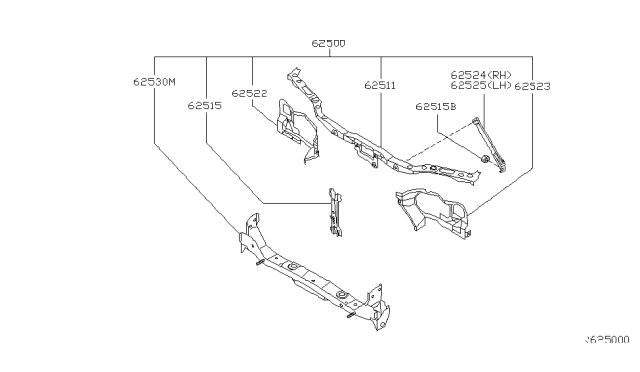 2003 Nissan Sentra Front Apron & Radiator Core Support Diagram 2