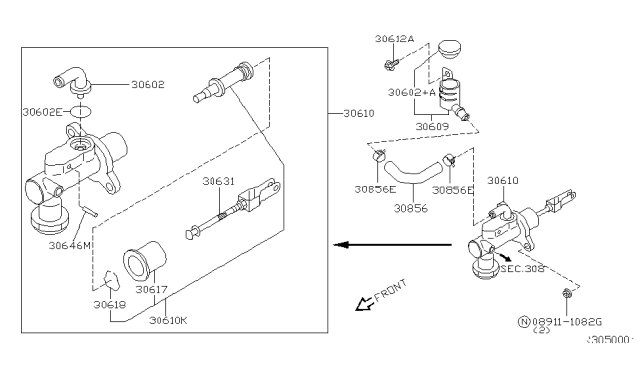 2002 Nissan Sentra Kit Cylinder Rep Diagram for 30611-21U25