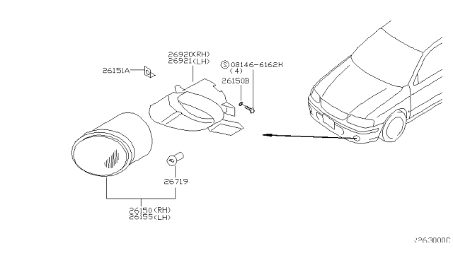 2006 Nissan Sentra Lamp Assembly-Fog,LH Diagram for 26155-00Q00