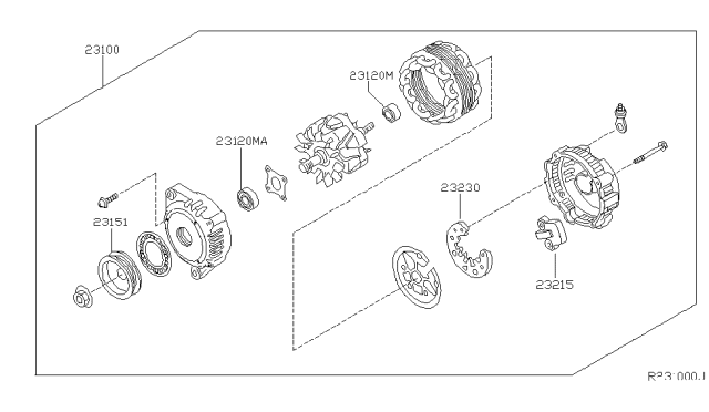 2004 Nissan Sentra Alternator Assembly Diagram for 23100-4Z400