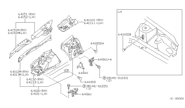 2002 Nissan Sentra HOODLEDGE R Diagram for 64100-5M130