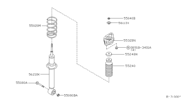 2004 Nissan Sentra ABSORBER Kit Shock Rear Diagram for 56210-4Z027