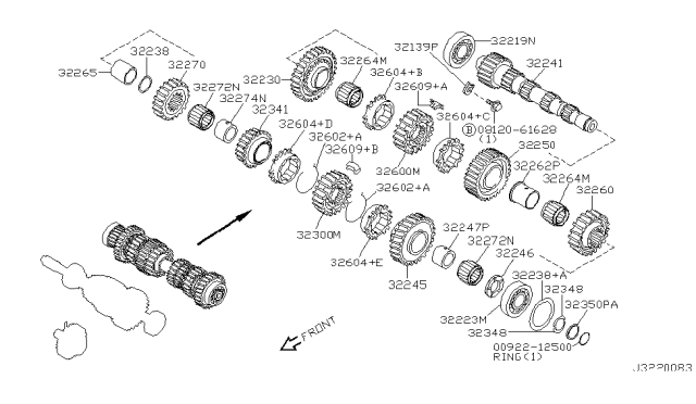 2002 Nissan Sentra Gear Assembly-1ST Diagram for 32231-8H500