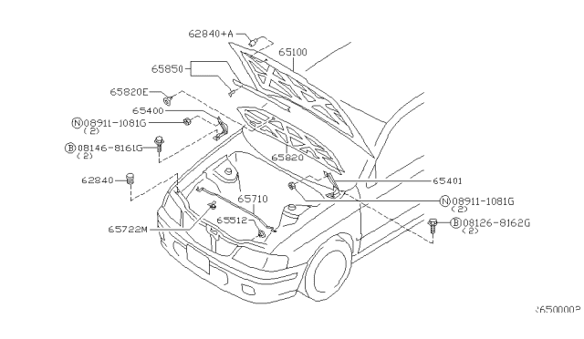 2004 Nissan Sentra Hood Assembly Diagram for F5100-5M030