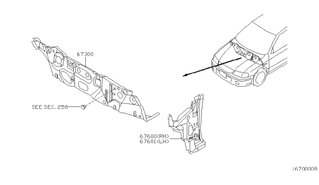 2002 Nissan Sentra Dash Complete-Lower Diagram for 67300-4Z835