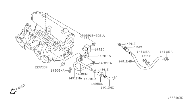 2005 Nissan Sentra Hose-EVAPO Control Diagram for 14912-8U310