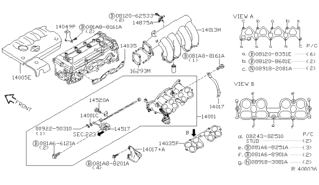 2005 Nissan Sentra Collector-Intake Manifold Diagram for 14010-4Z800