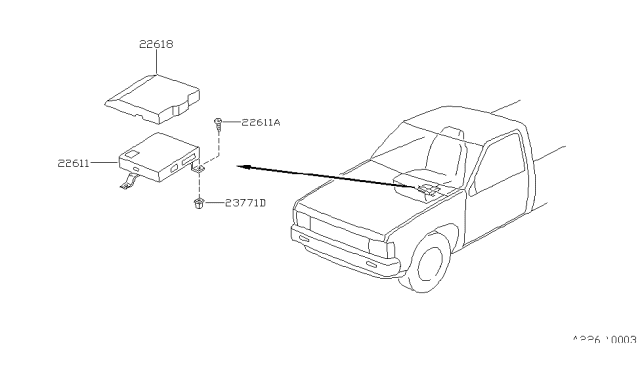 1994 Nissan Hardbody Pickup (D21) Engine Control Unit Assembly Diagram for 23710-86G63