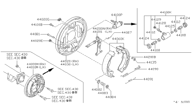 1993 Nissan Hardbody Pickup (D21) Rear Brake Diagram 1