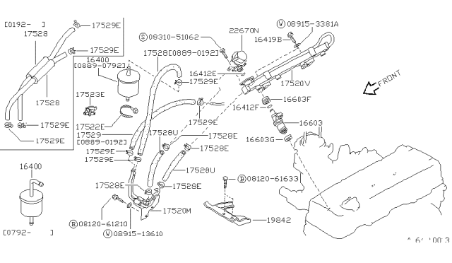 1994 Nissan Hardbody Pickup (D21) Fuel Strainer & Fuel Hose Diagram 2