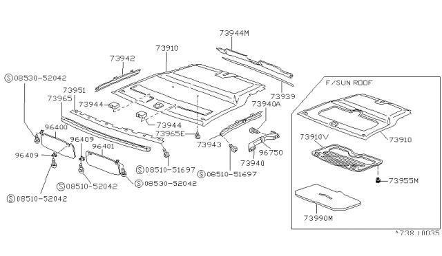 1989 Nissan Hardbody Pickup (D21) Roof Trimming Diagram 1