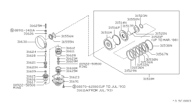 1991 Nissan Hardbody Pickup (D21) Clutch & Band Servo Diagram 6