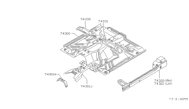 1990 Nissan Hardbody Pickup (D21) Floor Panel Diagram 2