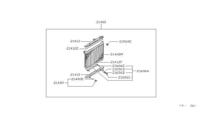 1991 Nissan Hardbody Pickup (D21) Radiator,Shroud & Inverter Cooling Diagram 1