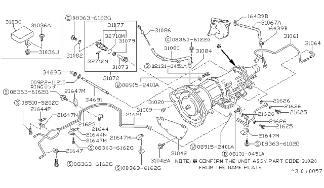 1990 Nissan Hardbody Pickup (D21) Auto Transmission,Transaxle & Fitting Diagram 6