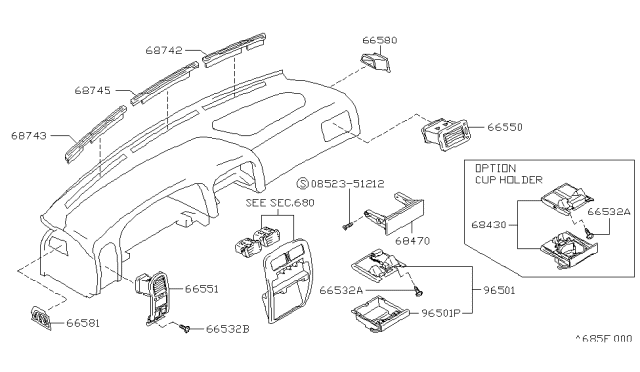 1993 Nissan Hardbody Pickup (D21) Ventilator Assy-Side,LH Diagram for 68761-75P20