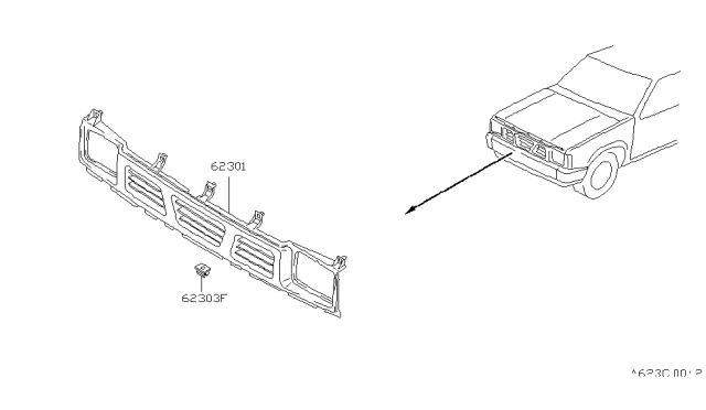 1994 Nissan Hardbody Pickup (D21) Front Grille Diagram