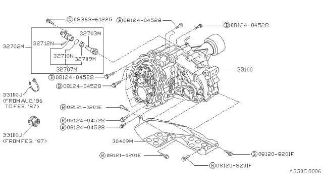 1987 Nissan Hardbody Pickup (D21) Transfer Assembly & Fitting Diagram 3