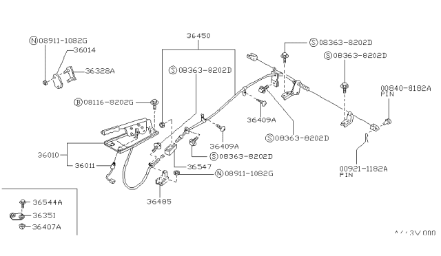 1993 Nissan Hardbody Pickup (D21) Parking Brake Control Diagram 4