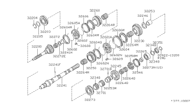 1992 Nissan Hardbody Pickup (D21) C Ring-Main Shaft T=3.12 Diagram for 32348-01G06