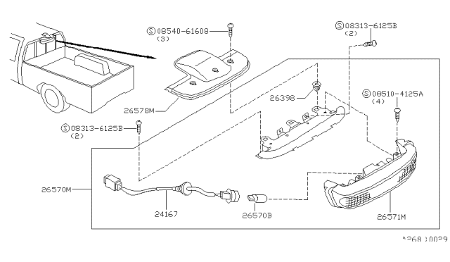 1994 Nissan Hardbody Pickup (D21) Cover Assy-Stop Lamp Diagram for 26598-74P06