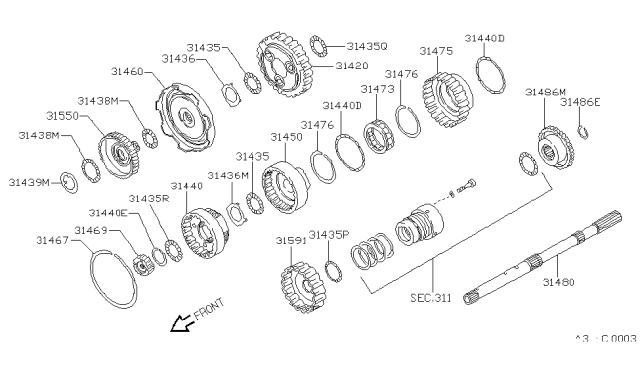 1992 Nissan Hardbody Pickup (D21) Governor,Power Train & Planetary Gear Diagram 2