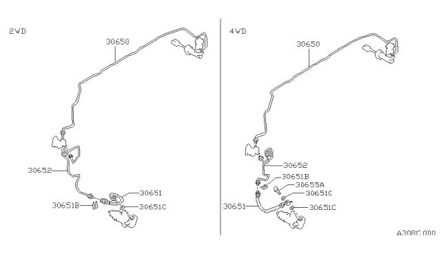 1992 Nissan Hardbody Pickup (D21) Clutch Piping Diagram 1