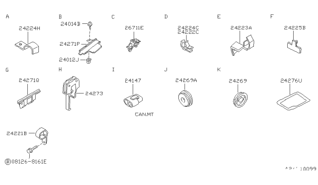 1993 Nissan Hardbody Pickup (D21) Protect-Harness Diagram for 24272-01G00