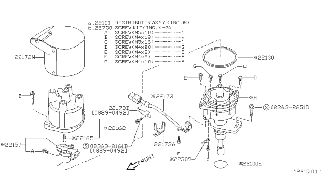 1992 Nissan Hardbody Pickup (D21) Distributor & Ignition Timing Sensor Diagram 1