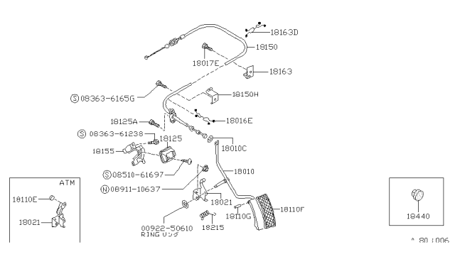 1987 Nissan Hardbody Pickup (D21) Wire Assy-Accelerator Diagram for 18201-31G00