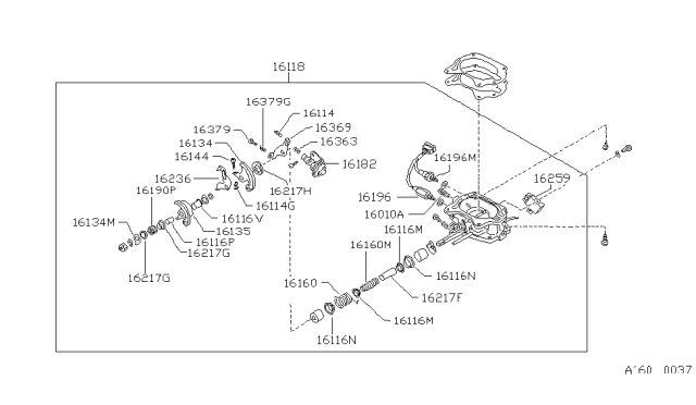 1988 Nissan Hardbody Pickup (D21) Throttle Body Diagram for 16118-12G63